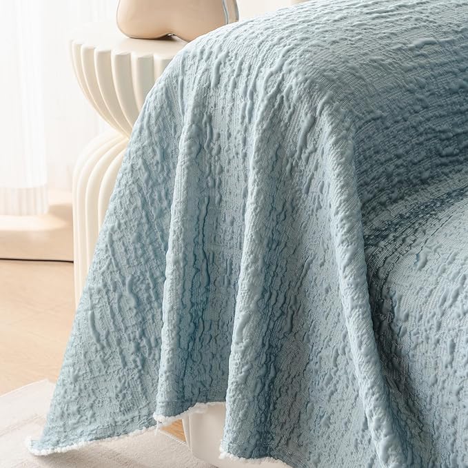 DREAMINGO Bubble Textured Cooling Sofa Cover, Ice Silk Breathable Couch Cover