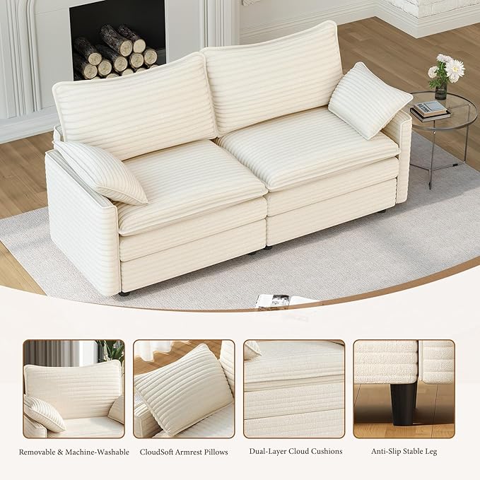 Vesgantti 74" Loveseat Sofa for Living Room, Comfy Cloud Couch Deep Seat