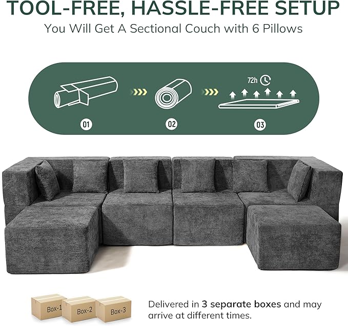 MONVANE Modular Sectional Cloud Couch