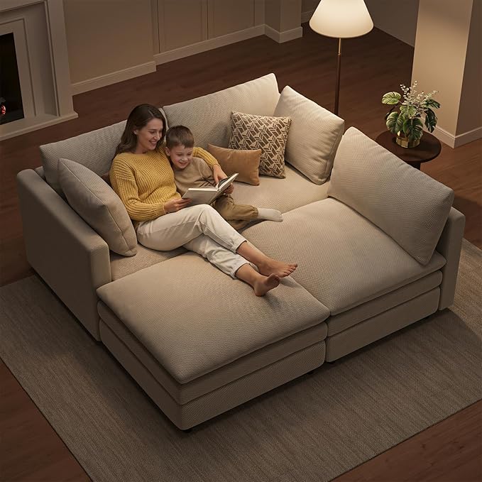 97" Modular Sectional Sofa, L Shaped Cloud Couches