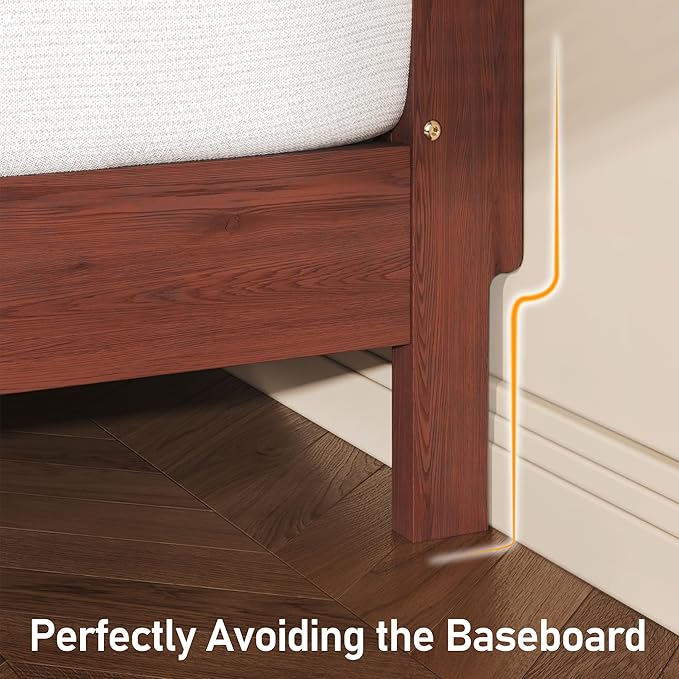 Lifezone King Bed Frame with Headboard, Solid Wood Bed Frame King Size with