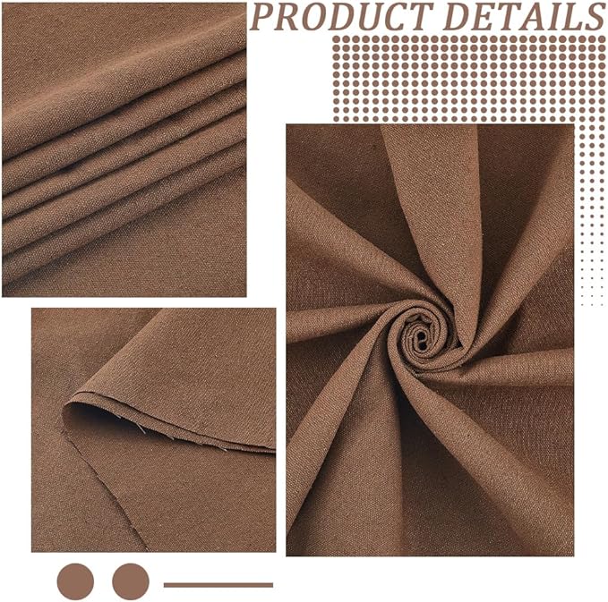 59.06 Inch Coffee Brown Needlework Fabric Natural Cotton Linen Cloth Quilting