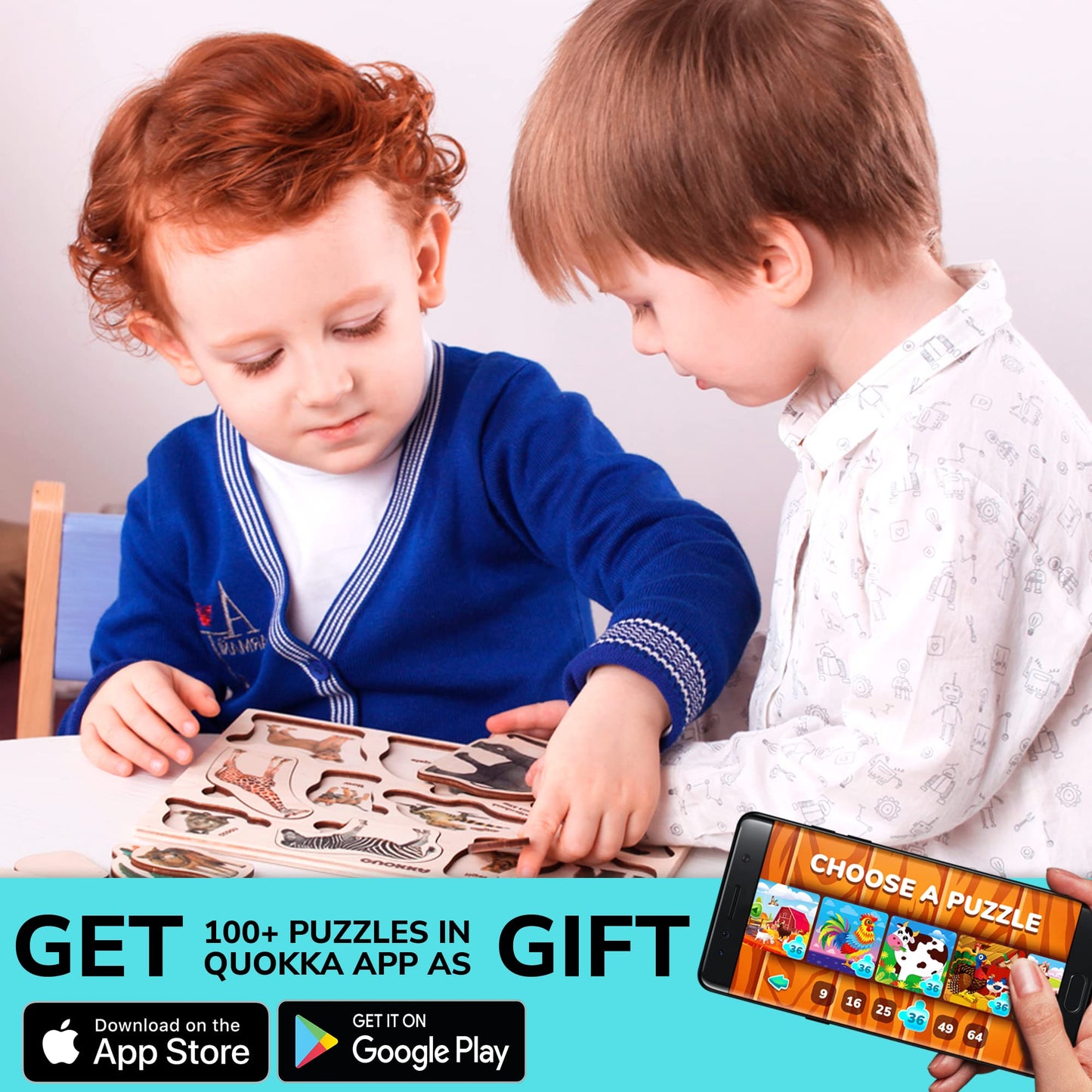 QUOKKA Wooden Puzzles for Toddlers 1-3 – 3xSET Toddler Puzzles Ages 2-4 – Montessori Animal Toy Puzzle for Toddlers 3-5 Year Old – Wood Toy Learning Realistic Animals for Boy and Girl