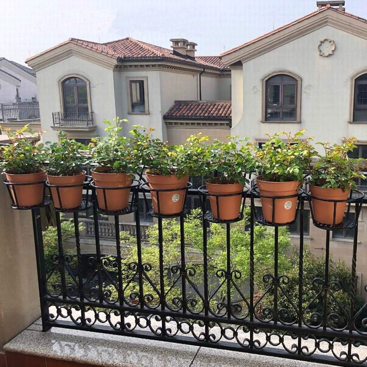 NILICAN Iron Hanging Basket Flower Pot Support Home Outdoor Balcony Plant Hanging Basket Flower Pot Support Fence Planting Garden Plant Iron Product Package 3 Pieces (Black)