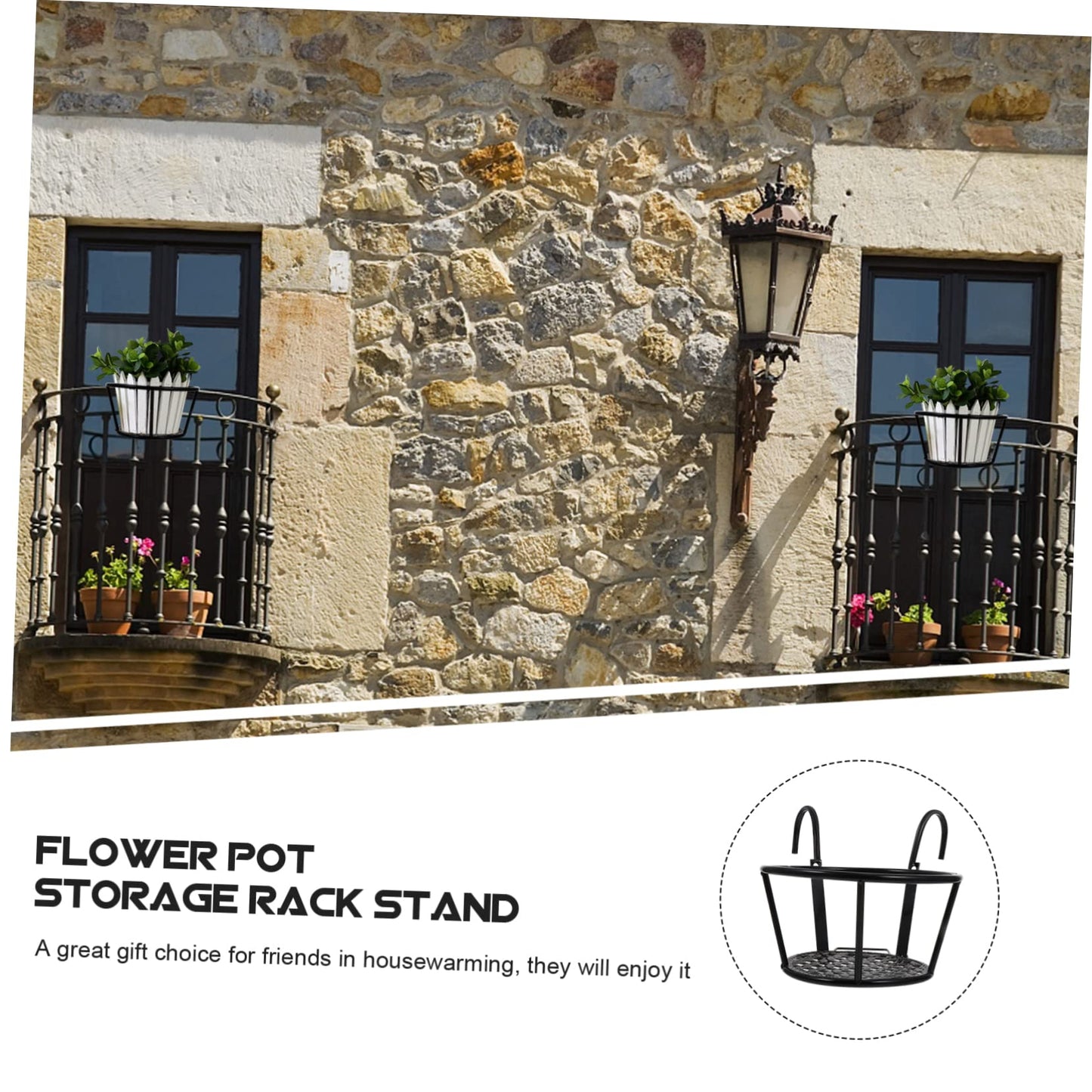 Healifty 2pcs Hanging Flower Pot Stand Iron Plant Rack for Balcony Railing Removable Storage Rack for Indoor Outdoor Potted Plants Sturdy Ventilated Flowerpot Holder Home Decor