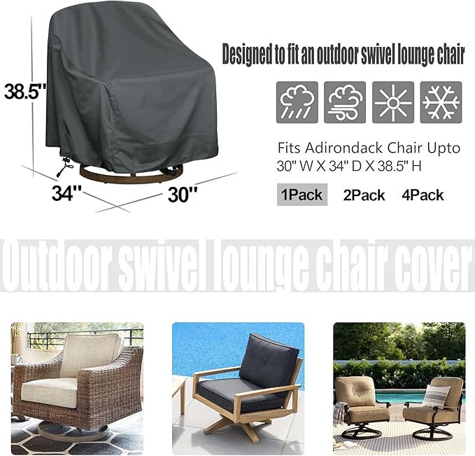Outdoor Swivel Lounge Chair Cover 1 Pack, Fits to Lawn Patio Chairs, 420D