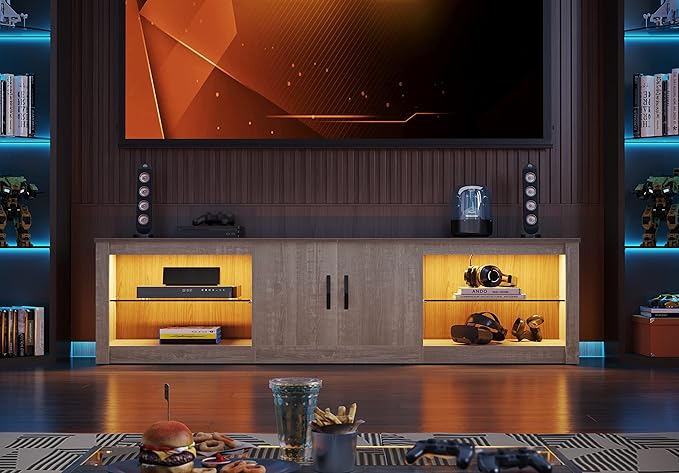 Bestier 70 Inch Led TV Stand for 75 Inch TV Large Entertainment Center Gaming