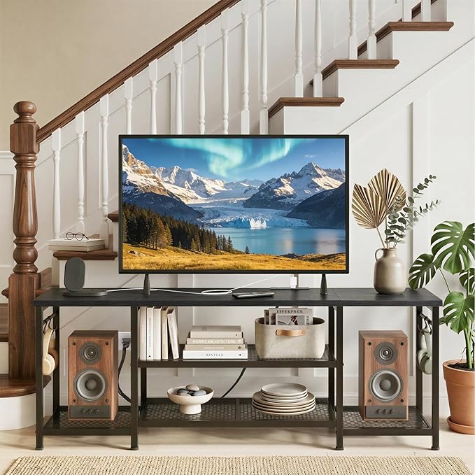 YGEOMER TV Stand for Up to 65 Inch TVs, Entertainment Center