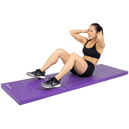 ProsourceFit Tri-Fold Folding Thick Exercise Mat 6’x2’ with Carrying Handles for MMA, Gymnastics Core Workouts