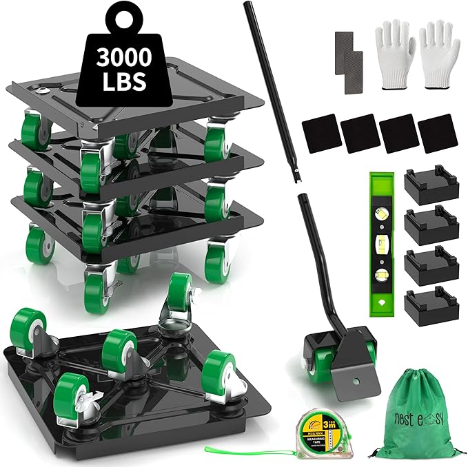 NEST EASY Heavy Duty Furniture Dolly 360° Rotating 5 Wheels, Alloy Steel