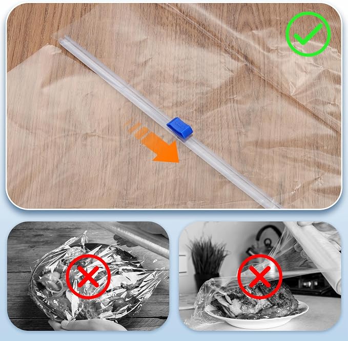 PATIKIL 8pcs Plastic Wrap Cutter, 14in Plastic Wrap Slide Cutter Self Adhesive Installation Replacement for Aluminum Foil Wax Paper Parchment Paper Wrap Dispenser, Blue
