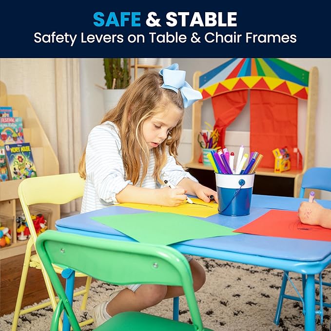 Flash Furniture Mindy Kids 5-Piece set Folding Square Table and Chairs Set