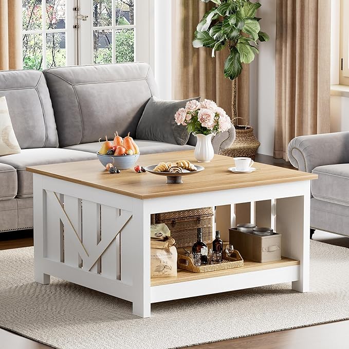 FABATO Lift Top Coffee Table, 31.5" Farmhouse Coffee Tables