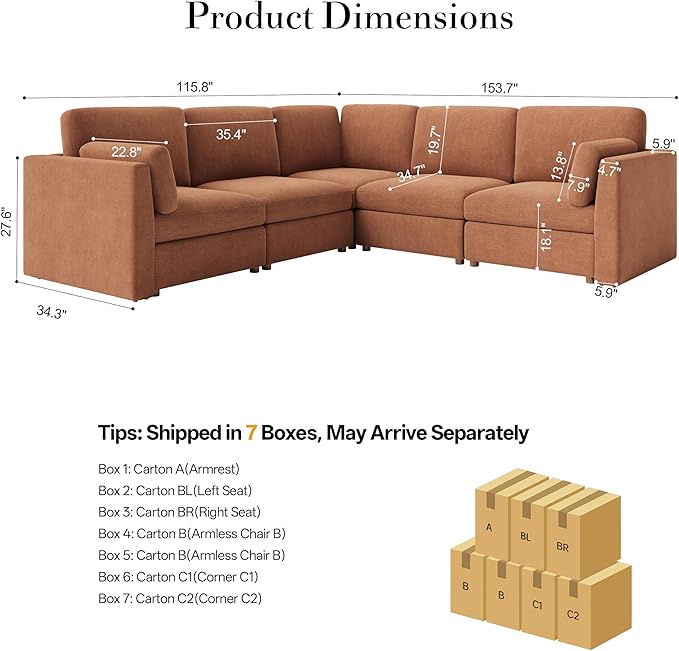 109'' Oversized Modular Sectional Sofa