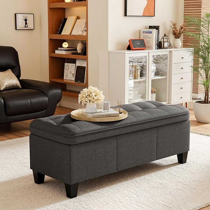 YESHOMY 47 Inches Ottoman with Storage, Storage Bench with Legs, Ottomans