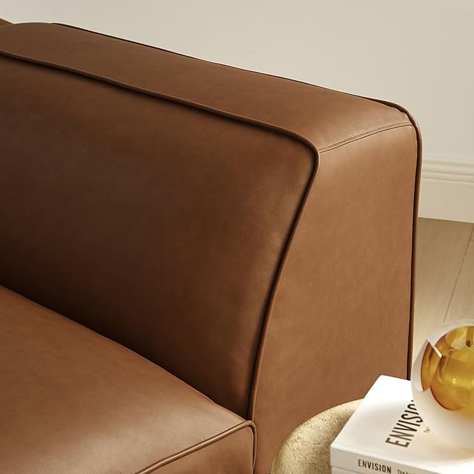Modway Auren Vegan Leather Left Modular Armchair in Coffee