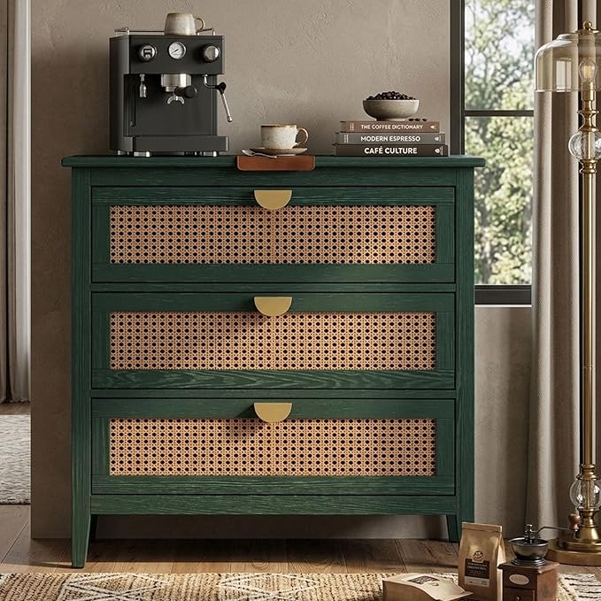 31.5" Retro Green Buffet Sideboard, Modern Coffee Bar Cabinet