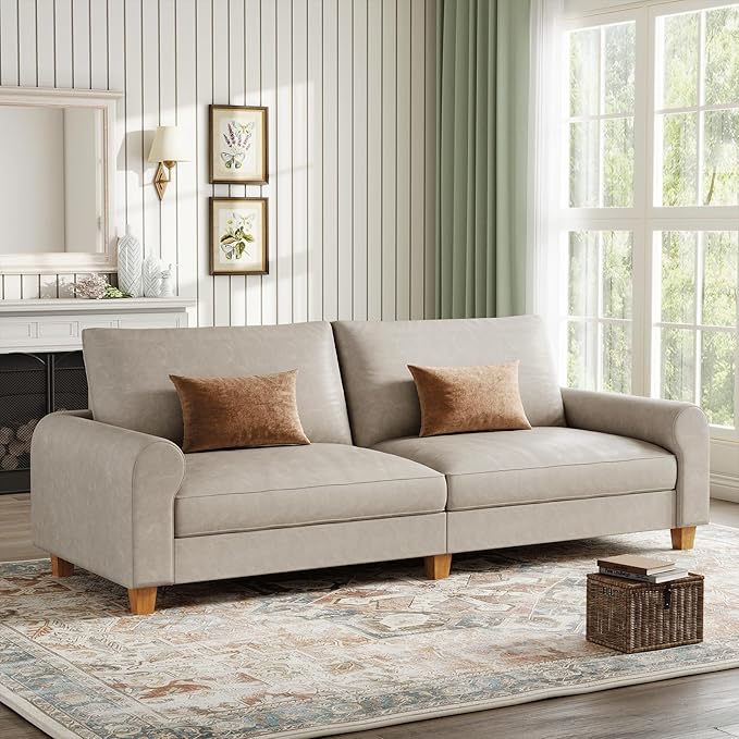 EASE MOOSE 88.5" Large Seat Faux Leather Loveseat Sofa, Waterproof and