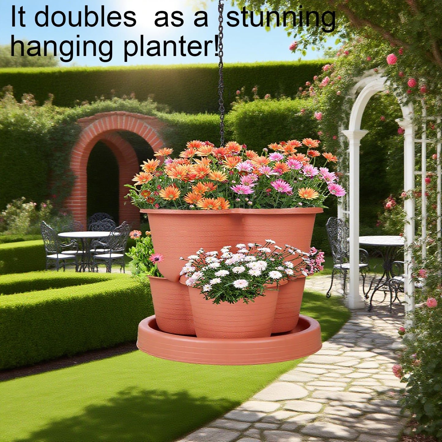Pinky Family 5-Tier Vertical Garden Tower Stackable Planter for Strawberries, Flowers, Vegetables & Herbs(Indoor & Outdoor)