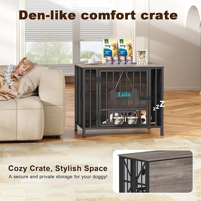 EasyCom Foldable Dog Crate Furniture, 31.5" Dog Crates