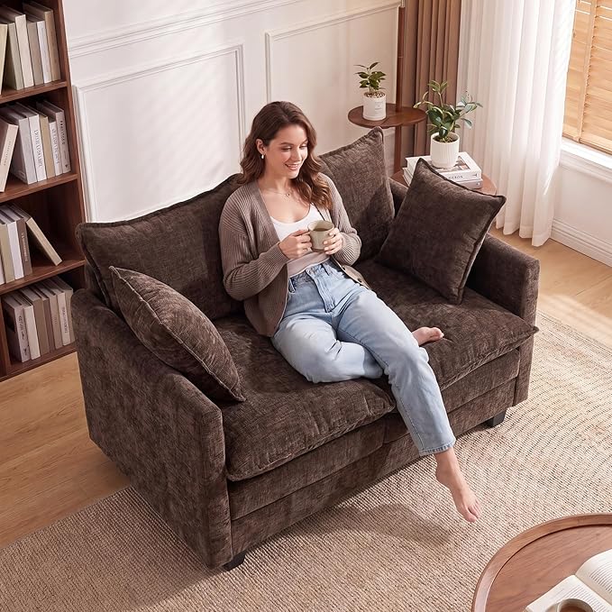 Loveseat Sofa Cloud Sofa Couch 50'', Modern Loveseats 2 Seat Couch 27" Deep Seat
