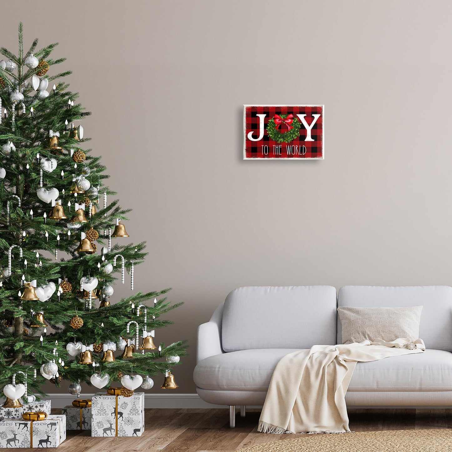 Stupell Industries 'Charming Christmas Buffalo Plaid ', Wall Plaque Art, 15 x 10 Inches, Easy to Hang and Sturdy, Made in USA, by Deborah Brown