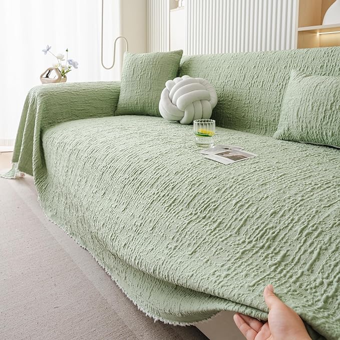 DREAMINGO Bubble Textured Cooling Sofa Cover, Ice Silk Breathable Couch Cover