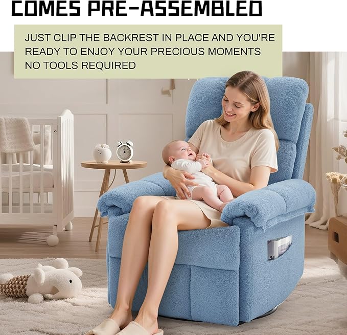 Korser Recliner Chair, Swivel Rocker Recliner Chair