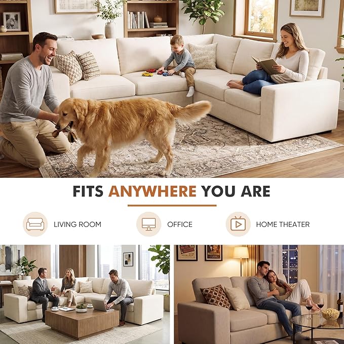 ABCASA 85'' Modern Couches for Living Room, 3 Seater Comfy Sofa