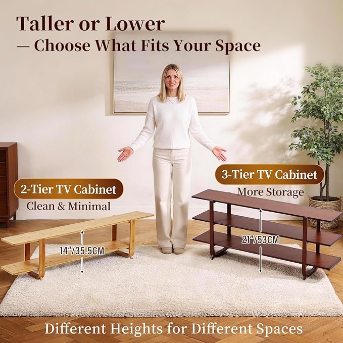 Tiita Bamboo TV Stand for 55 Inch TV, Entertainment Center