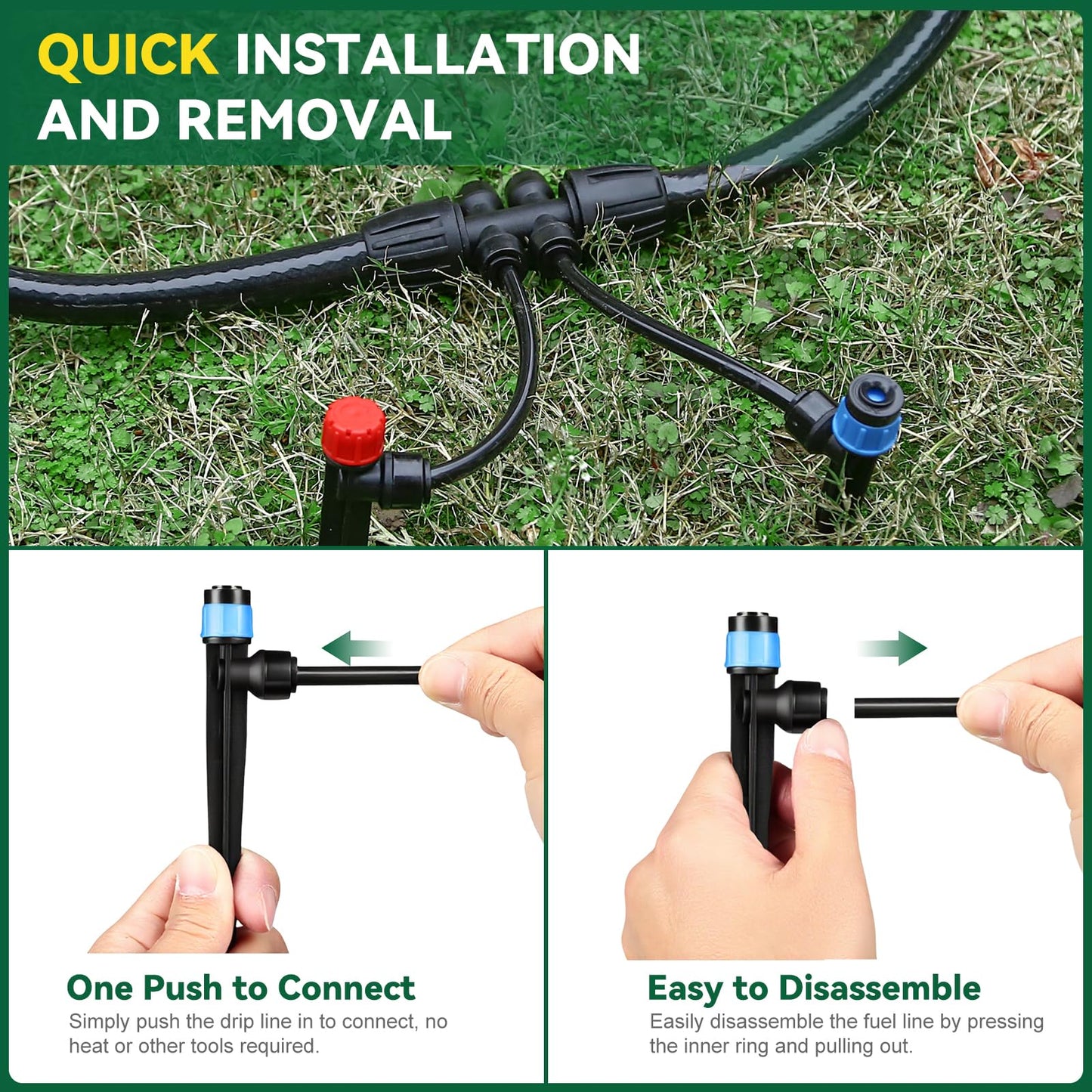 Drip Irrigation System for Garden, 2026-Upgraded Quick Connect Garden Watering Kit All-in-One with 1/2 inch 1/4 inch Irrigation Tubing for Garden, Lawn, Greenhouse, Raised Beds (233FT)