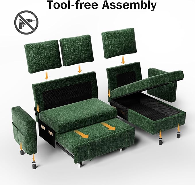 Sunny Heart 82" L Shaped Sectional Sleeper Sofa Bed