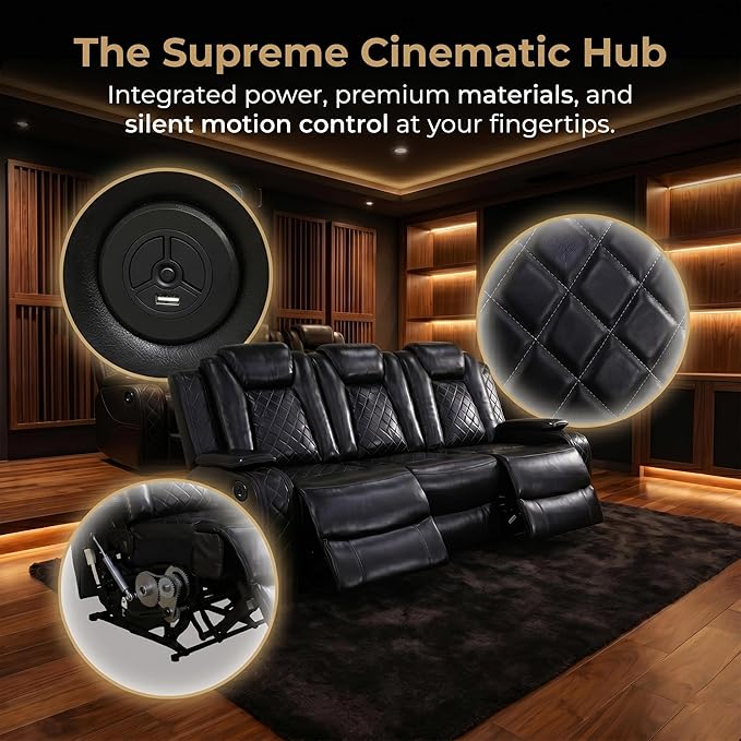 2 Piece Power Recliner Sofa Set -2 Loveseats, Electric Reclining Living Room