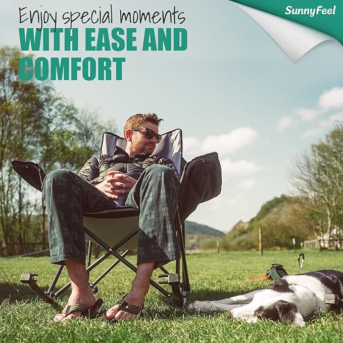 SUNNYFEEL Oversized Heated Rocking Camping Chair 2 Pack, Fully Padded Patio