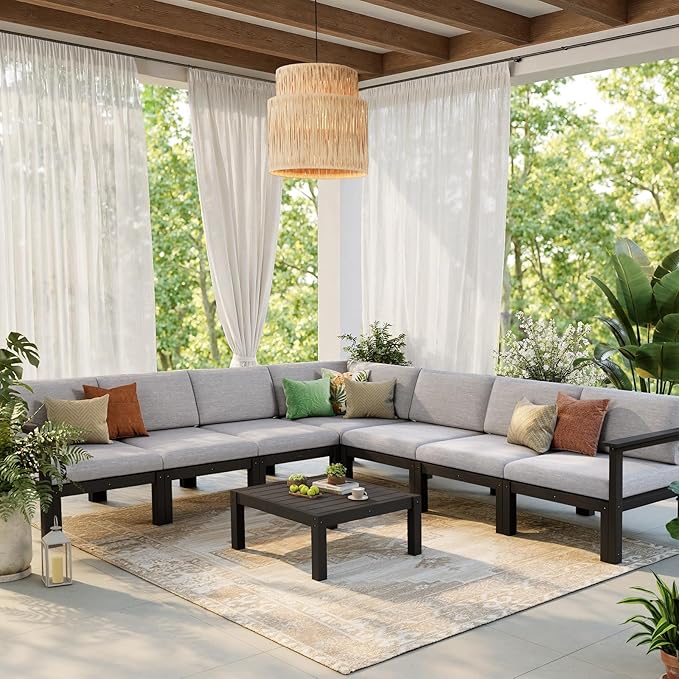 Stoog 11-Piece U-Shaped Patio Sectional Sofa Set, All-Weather Modular &