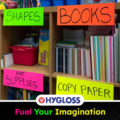 Hygloss Small Poster Board 4x11 - 50 Assorted Neon Color Poster Boards Bulk Pack - 10 Pt. Thickness Colored Poster Board Paper for Projects, Flash Cards, Signs - Posterboard Multipack 4" x 11"