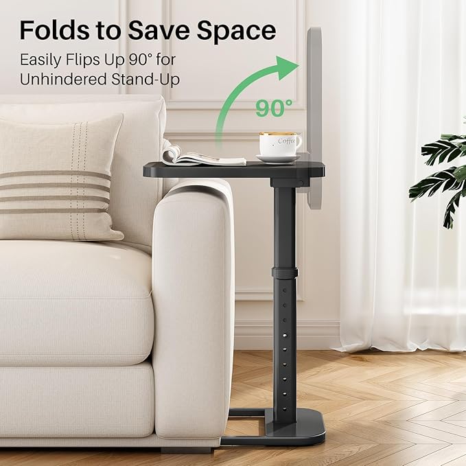 Kitstorack TV Tray Table, Adjustable Height & Rounded Metal Corners, Snack Table