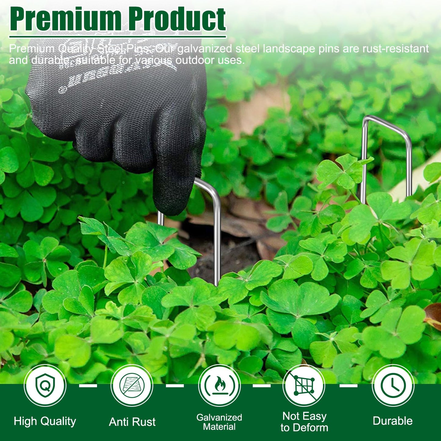 12 Inch Galvanized Landscape Staples Stakes, 25/50/100/200pcs Garden Metal Stakes for Weed Barrier Fabric, Fence Stakes, Tent Stakes, Christmas Decorations (100pcs)