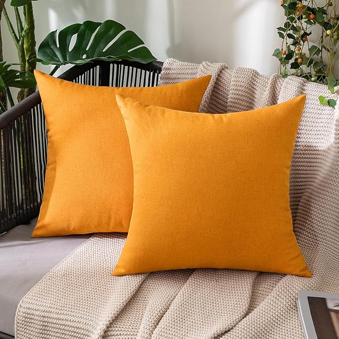 MIULEE Pack of 2 Decorative Outdoor Solid Waterproof Throw Pillow Covers Faux