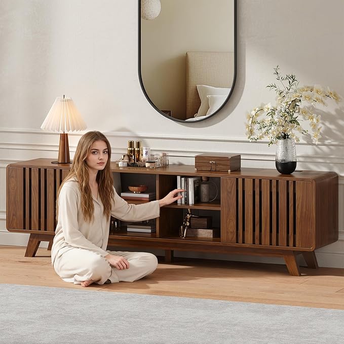 ONBRILL 70-Inch TV Stand for TVs up to 80 Inch, Mid-Century Modern Television