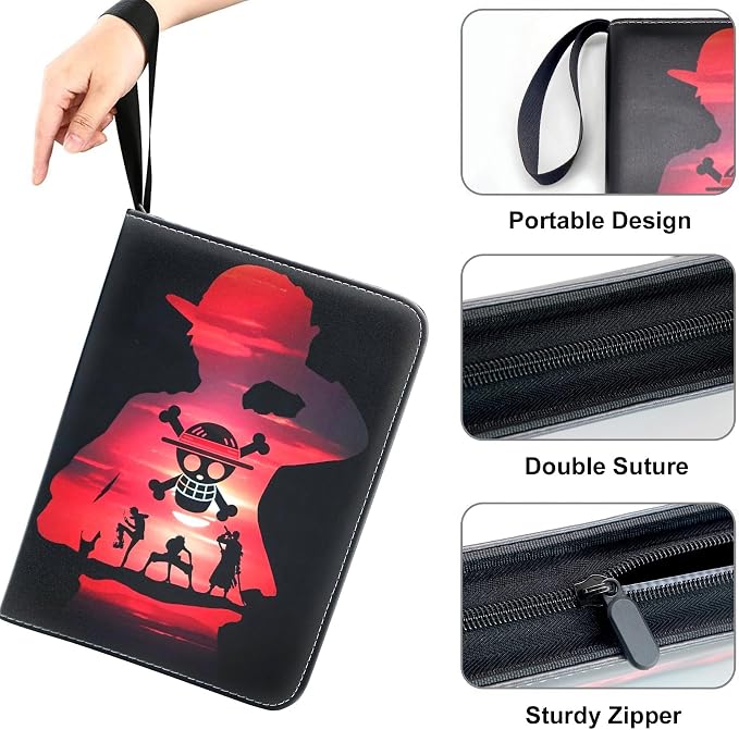 Custom Card Binder 400 Pocket, DIY Anime Sports Cover Design, Portable Waterproof Storage Album with Removable Sleeves for Baseball Football Soccer One Piece Cards Collectors