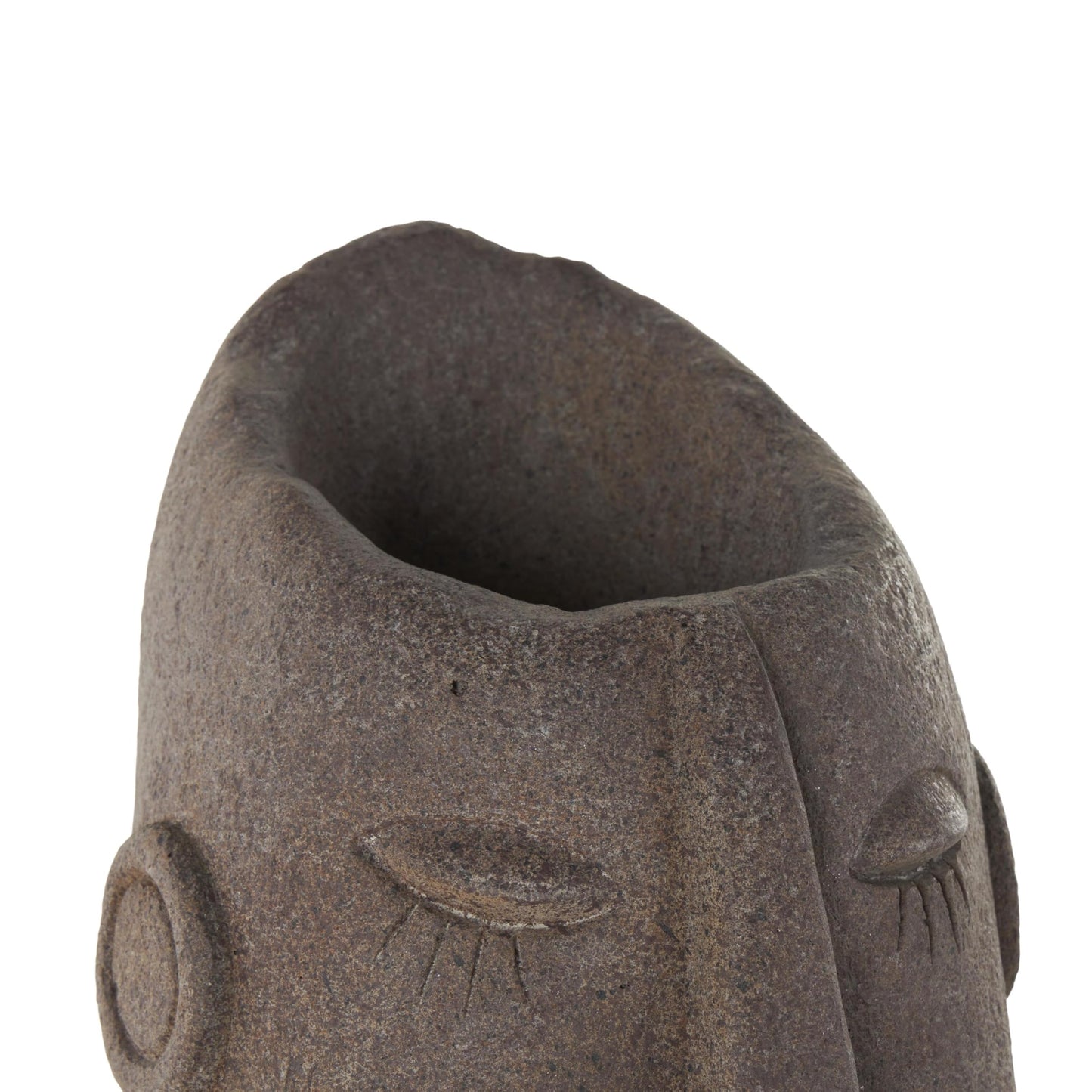 Deco 79 Magnesium Oxide Woman Indoor Outdoor Planter Textured Easter Island Head Large Brown Round Planter Pot, 6" x 9" x 17"