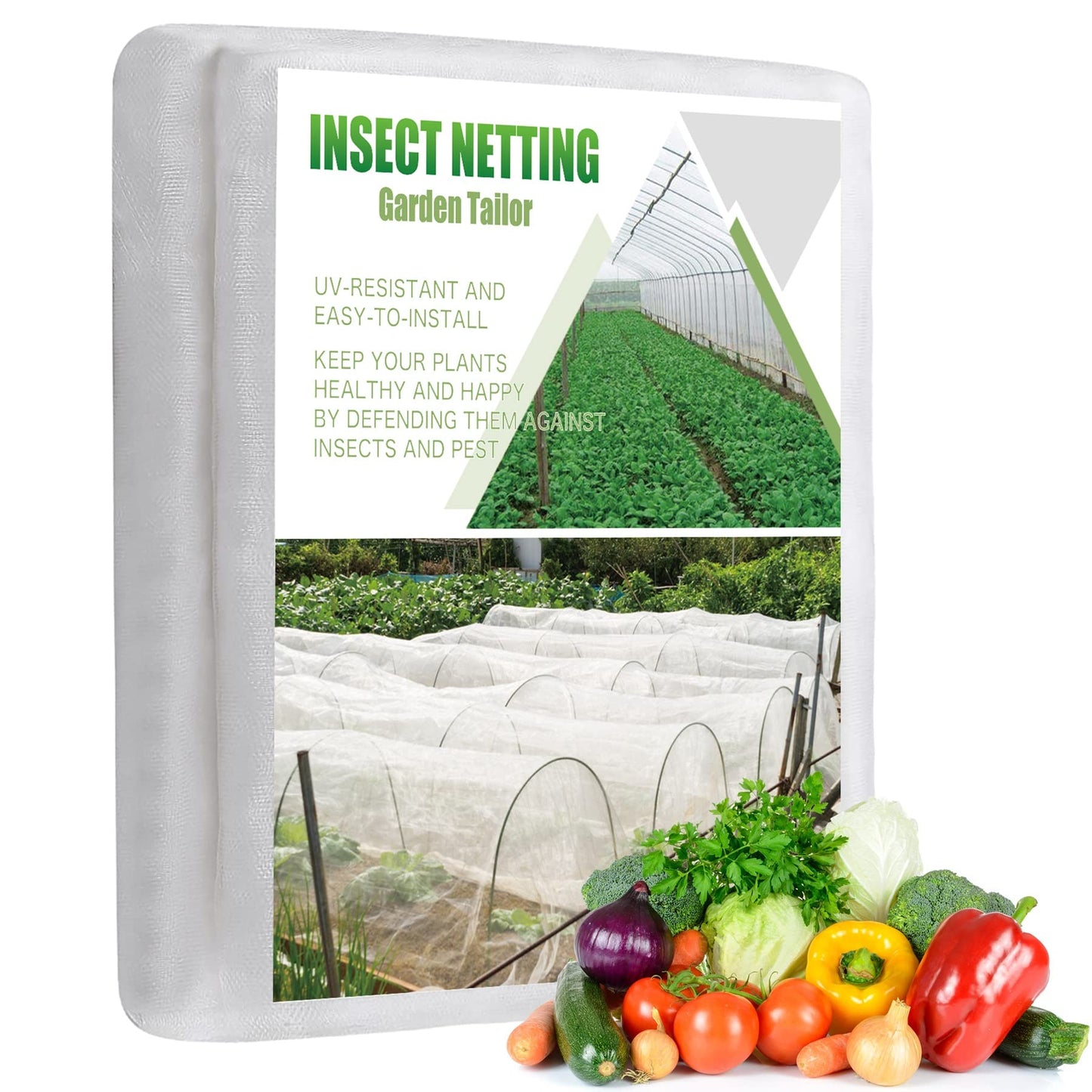 Garden Insect Netting Pest Barrier: 2 Pack 4'x10' Bug Netting for Garden Protection Mosquito Net Fine Mesh Cicada Tree Net Greenhouse Row Cover for Crops Plants Vegetables Flowers Fruits Silver