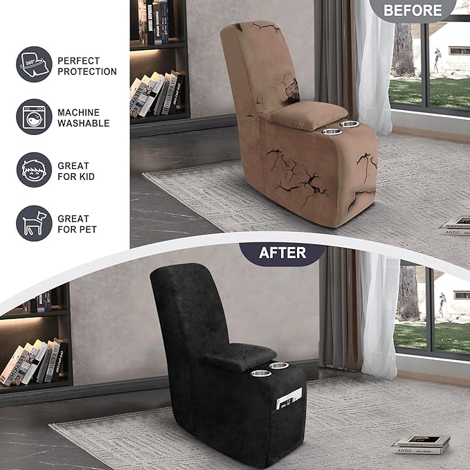 ANARACHON Leather Look Recliner Console Cover