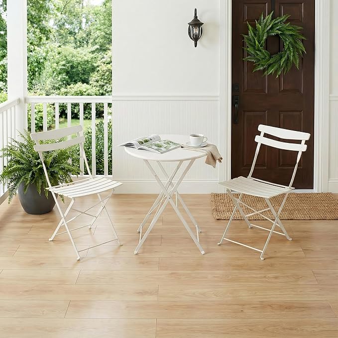 GarveeLife 3 Piece Patio Bistro Set, Folding Patio Bistro Table and Chairs Set