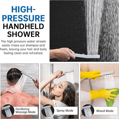G-Promise All Metal 12 Inch Rain Shower Head with Massage Mode Handheld Spray Combo, 3-Way Diverter with Pause Setting, Full Body Coverage, Modern Bathroom Upgrade (Chrome)