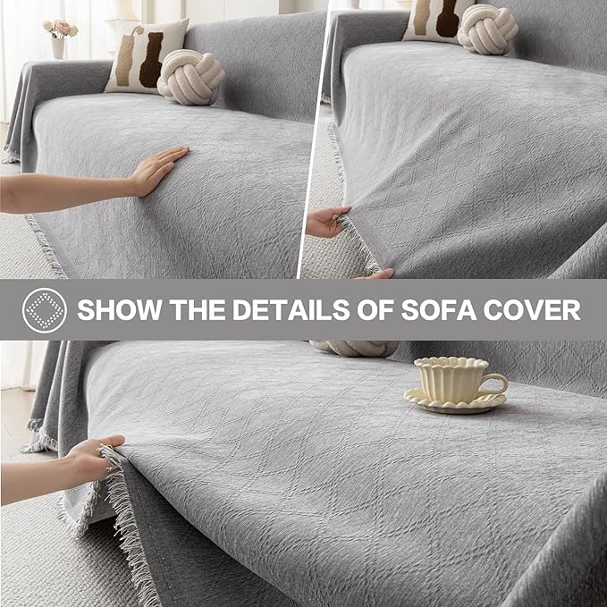 DREAMINGO Modern Chenille Couch Cover Blanket Washable Sofa Covers