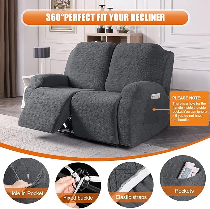 VANSOFY Oversized Recliner Cover, 2-Pieces Stretch Reclining Couch Cover