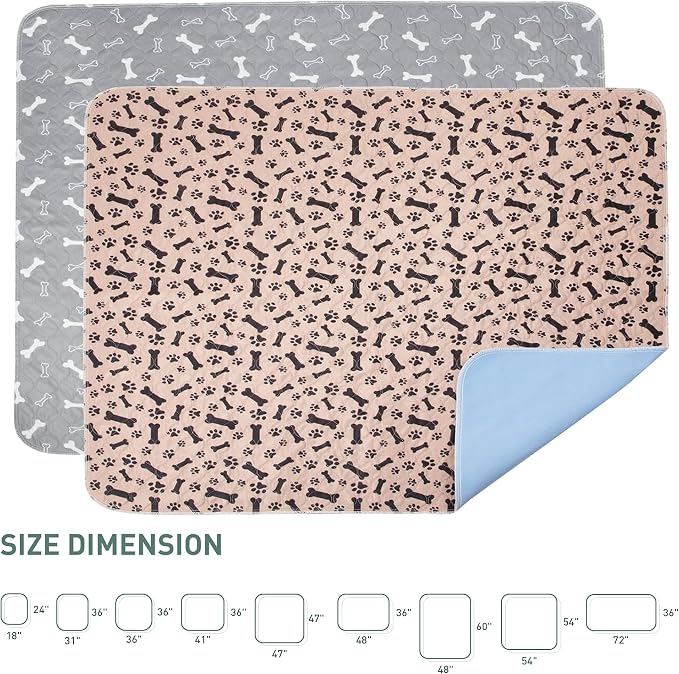 Eterish Reusable Washable Pee Pads for Dogs Extra Large 54'' x 54'' 2 Pack, Absorbent Pet Puppy Dog Training Pads Non-Slip, Waterproof Whelping Potty Pads for Dogs Leak-Proof