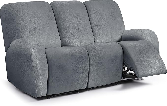 ANARACHON Leather Look Recliner Couch Cover, 8-Pieces Stretch Recliner Sofa